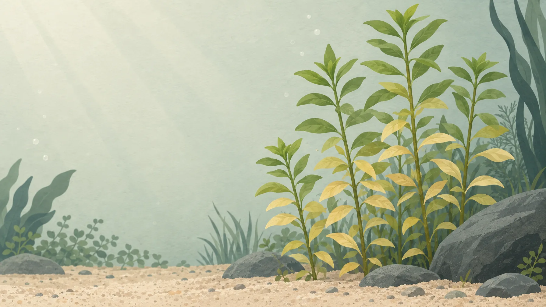 Yellowing aquarium plant leaves